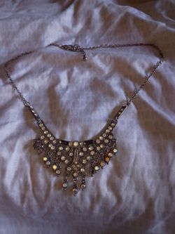 Silver and crystal dangle necklace