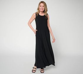 Attitudes by Renee Como Jersey Illusion Waist Maxi Dress Black, Petite Medium