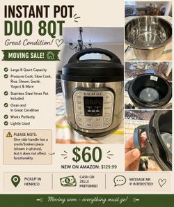 Instant Pot Duo 8QT – Great Condition