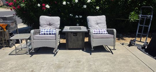 Patio Set with Fire Pit and Propane Tank