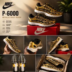 Nike P-6000 Gold Black Sneakers Size 9  Zapatos De Nike talla 9 nuevos y originales