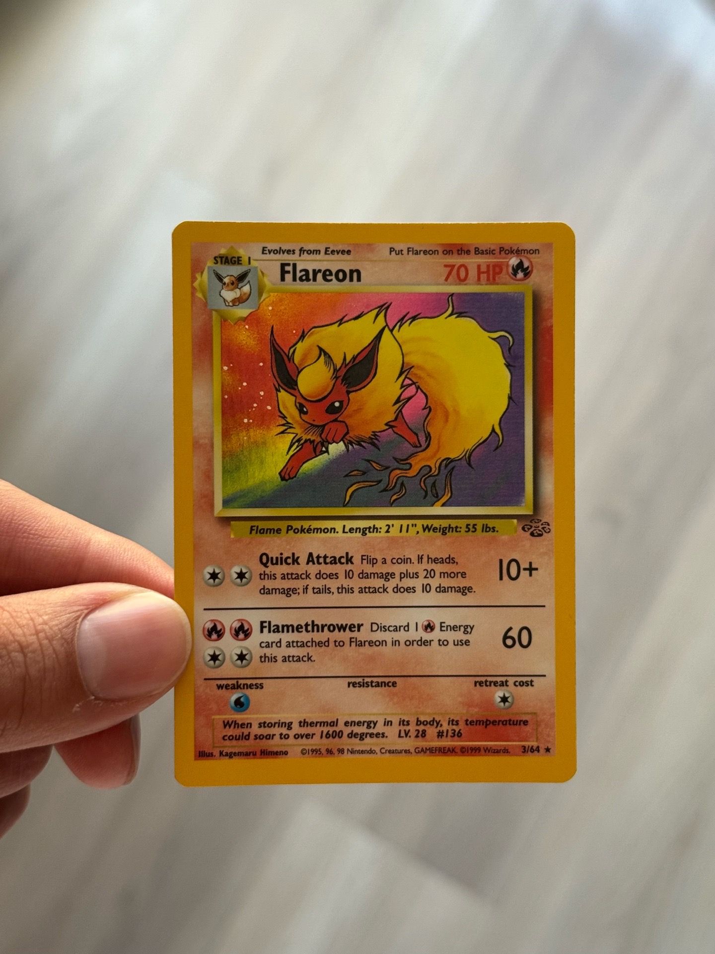 flareon pokemon card holographic Unlimited Holo Holo Rare Jungle healing Whenever you attach a Fire Energy card from your hand to Flareon Flareon Japanese Flareon 065/SV-P Japanese