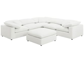 Raleigh Ivory Boucle Modular Cloud Sectional 6-piece incl. Ottoman
