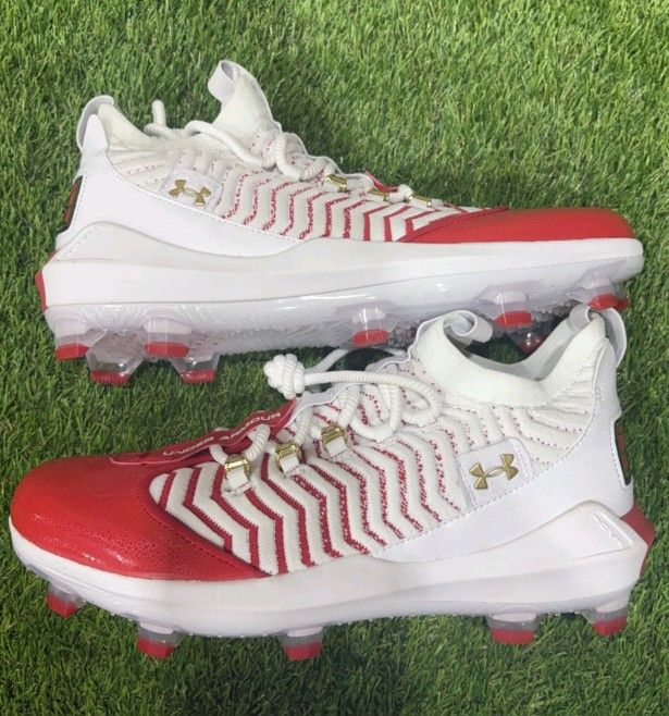 Brand New UA Under Armour Bryce Harper 9 Pro TPU Mcs Show Red White Baseball Cleats Men Size 12