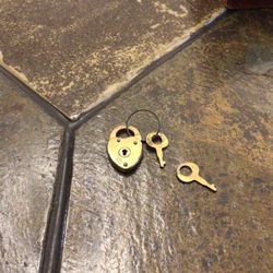 Vintage Miniature Brass Heart Shaped Padlock With Two Keys (It works!)