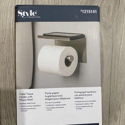 Style selections toilet tissue holder with phone shelf