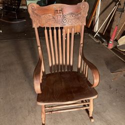 Vintage Carved Wood Rocking Chair