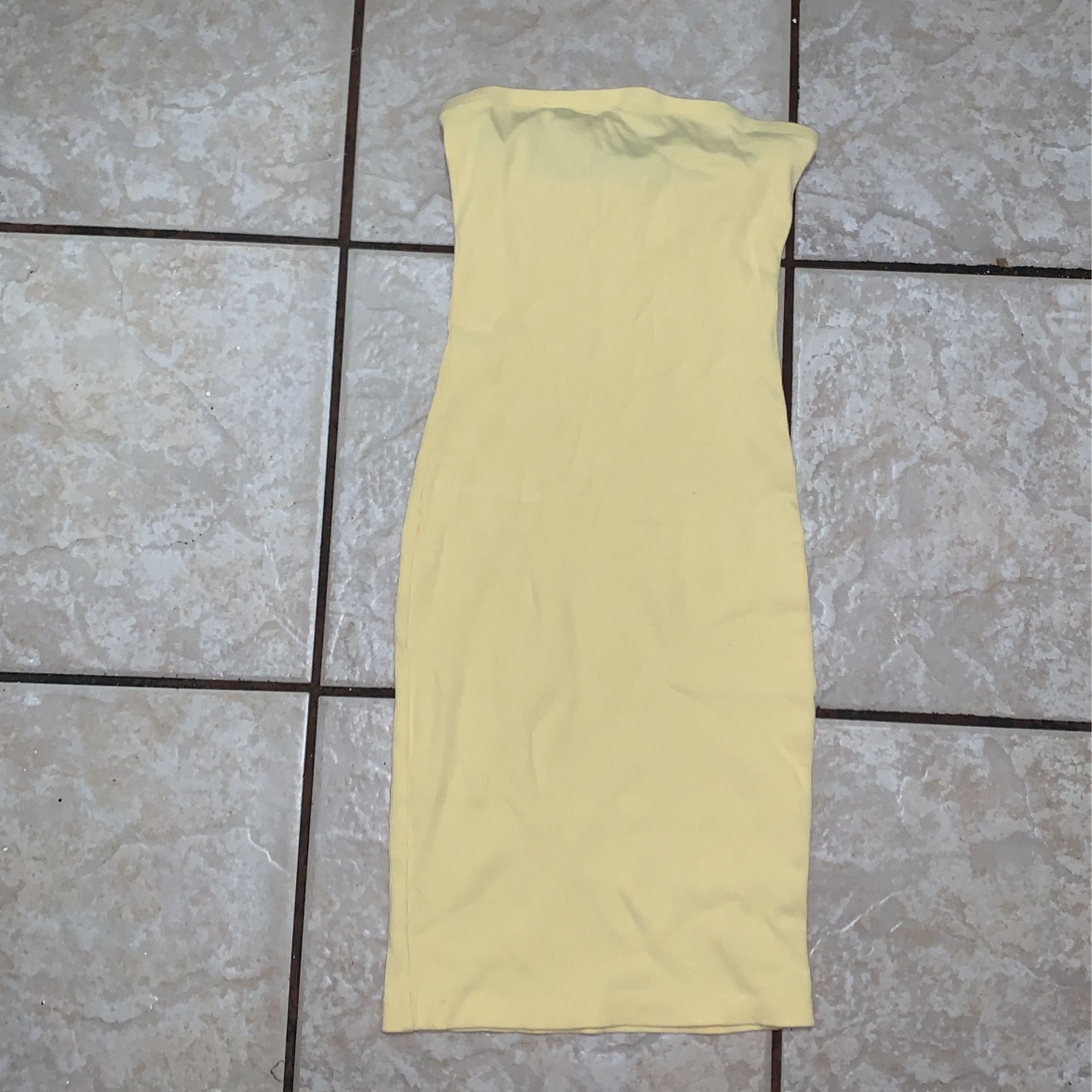 Yellow Tube Top Tight Dress 