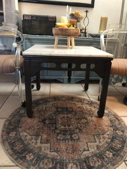 Solid wood coffee/ lamp table and removable marble top