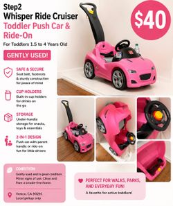 Step2 Whisper Ride Cruiser Pink Toddler Push Car Ride On Excellent Condition