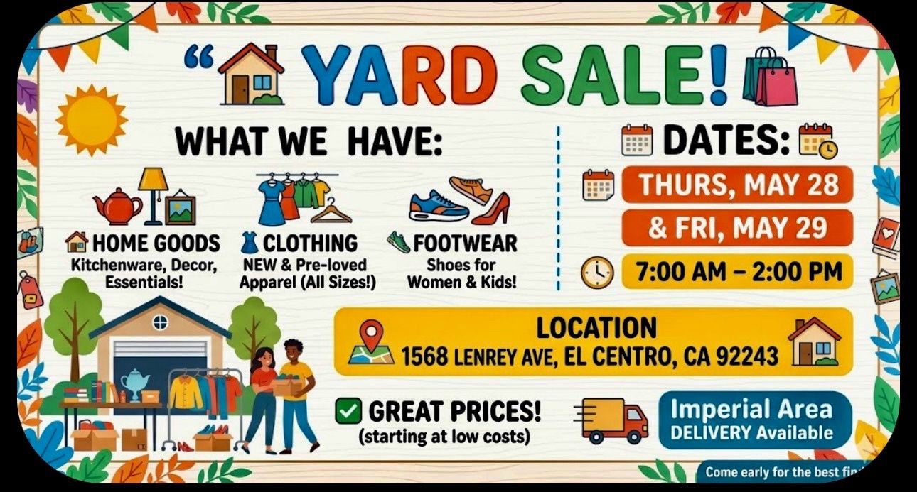 Yard Sale 1568 Lenrey Ave El Centro