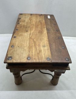 1800's original coffee table iron and hard wood