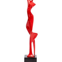 Yoga Sculpture Figurine Woman Statue Lady Gifts Modern Decor Polyresin Red 13.8 inch