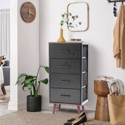 4-Drawer Fabric Dresser with Wood Top