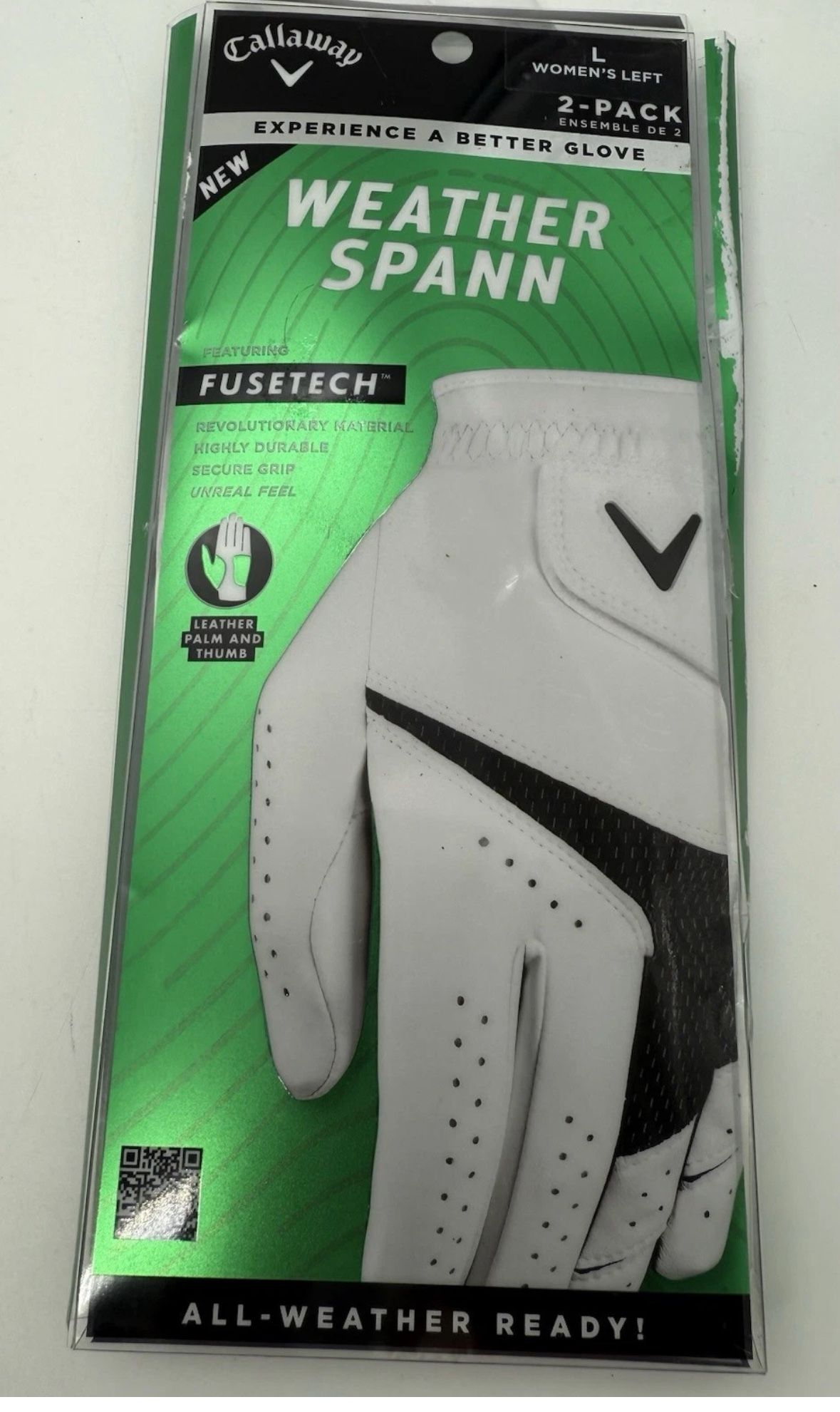 Callaway Weather Spann Golf 2 Left Gloves Women's Large Fusetech LLH 2023