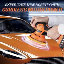 Protmex Cordless Car Buffer Polisher w/ 2x2000mAh 21V Batteries, 6 Inch Car Buffer Waxer Kit, Car Polishing Machine w/Extra 18 PCS Attachments & 6 Var