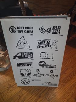 Various vinyl stickers.