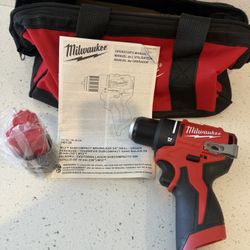 Milwaukee Drill, New! And Battery And Bag