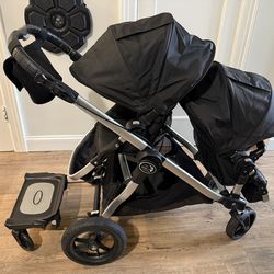 City Select Double Stroller with Glider Board -Carseat- Black