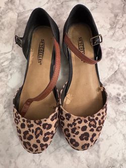Seychelles Leopard Print Ankle Strap Flats