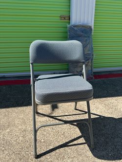 Padded Folding Chair Gray Metal Frame