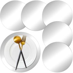 50 Pieces Silver Paper Placemats Round Disposable Glitter Table Mats