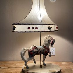 Vintage Wood Horse Table Lamp