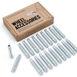 20pcs Extended Silver Wheel Stud Conversion - 12x1.5, 44 Shank 74mm Total Length