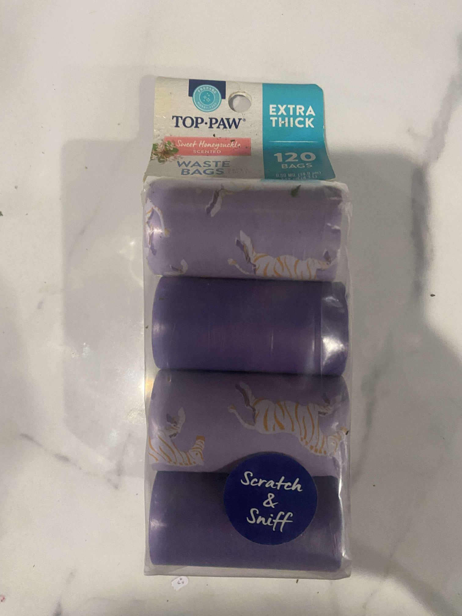 Top Paw Sweet Honeysuckle Scented Dog Waste Bags Extra Thick 120 Count