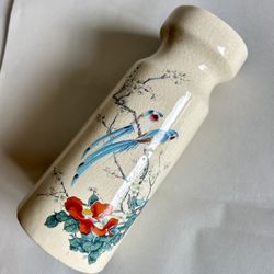 Vintage Japanese Birds And Flowers Porcelain Vase