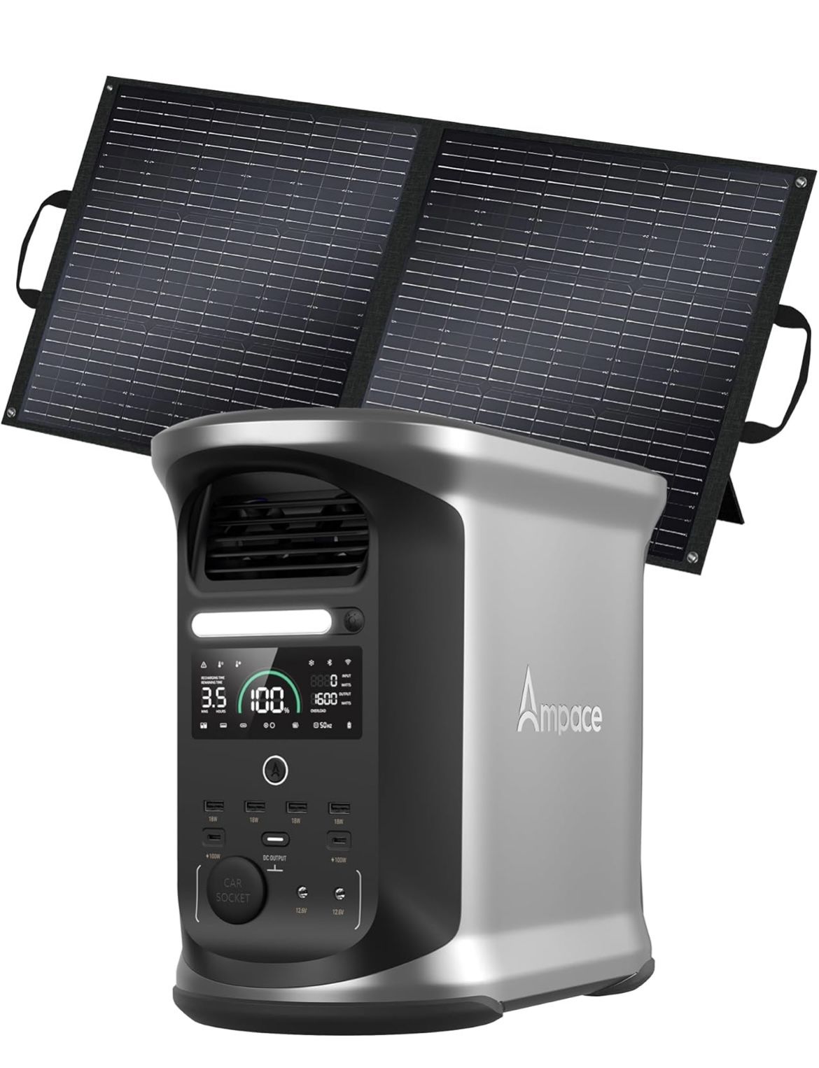 Ampace 1500w Portable Power Station With 100w Foldable Solar Panel