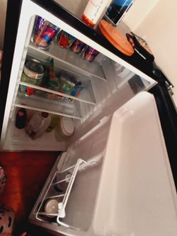 Silver and black fridge