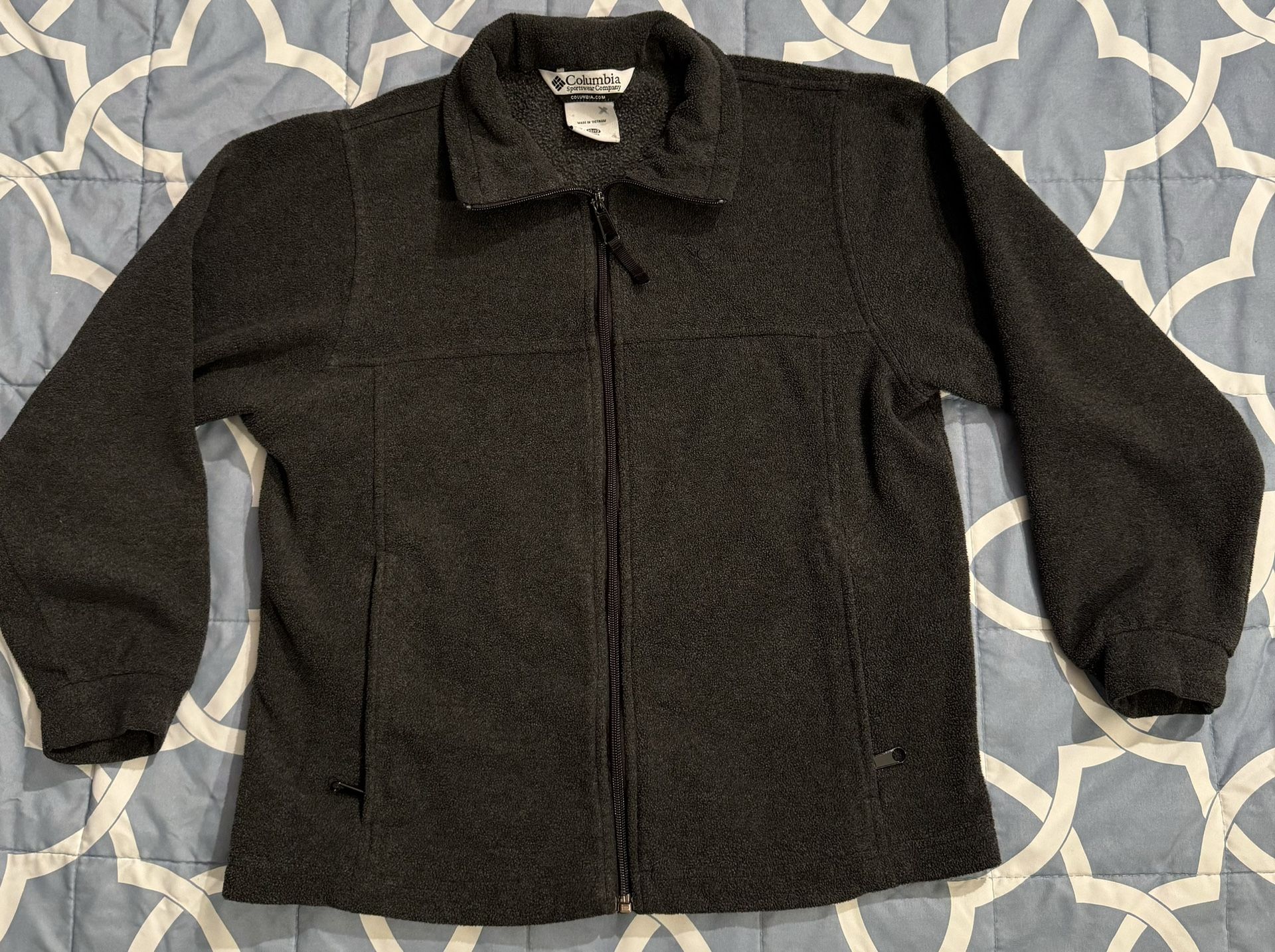 Youths Sz 10-12 Columbia Fleece Jacket Full Zip Dark Grey Collared & Zip Pockets #columbia #kidsjackets #kidssweater #columbiakidswear #greyjacket #gr