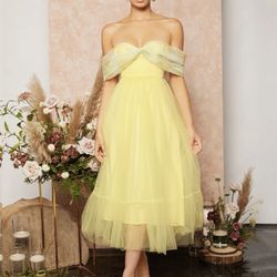 Yellow Princess Off Shoulder Dress