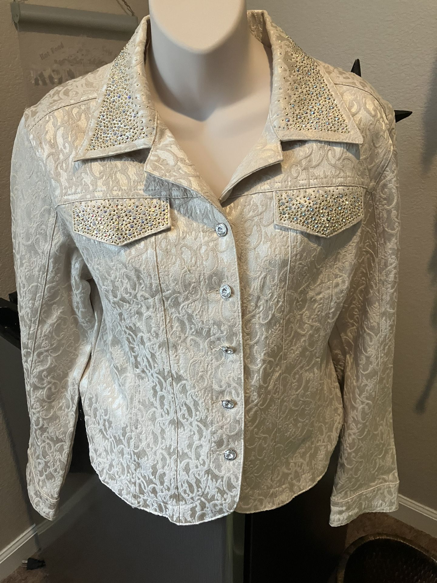 Christine Alexander Crystalli Size Small Jacket Embellished With Crystals