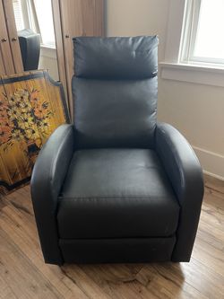 Black Faux Leather Recliner Chair – High Back, Padded Armrests
