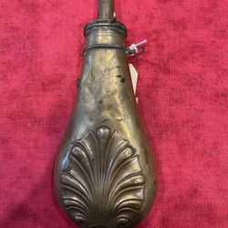 Antique Gold Bronze Black Powder Flask #221007