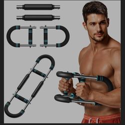 Merach Twister Arm Trainer, Adjustable Power Twister Bar, Chest Workout Equipment for Men, Portable Upper Body Workout Machine, Detachable Spring Resi