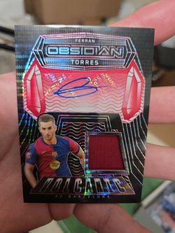 Ferran Torres Obsidian Volcanic Auto Patch Card FC Barcelona