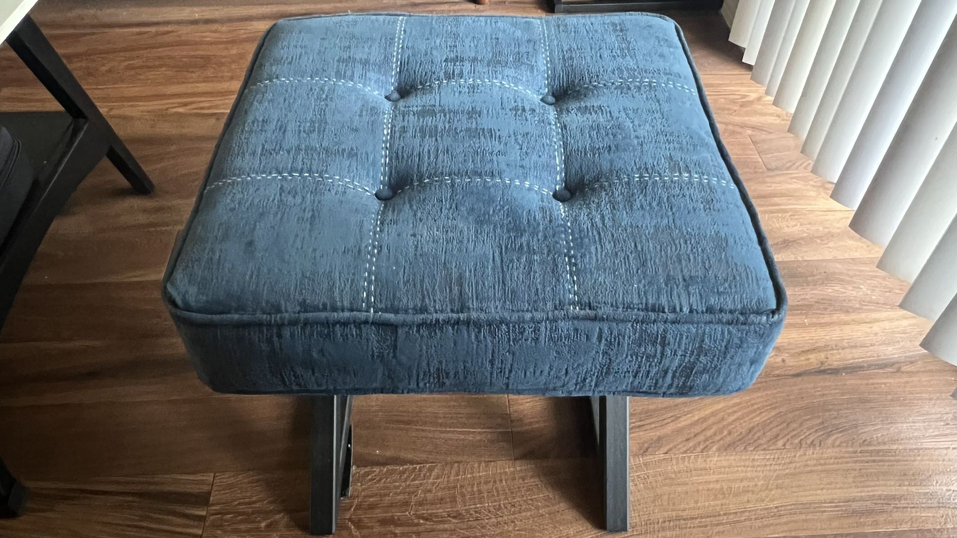 Blue Polyester Ottoman