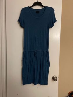 Teal T-Shirt Dress with Drawstring Waist