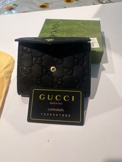 Gucci GG Embossed Black Leather Compact Wallet