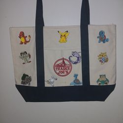 Trader Joe's Large Navy Blue Canvas Tote Bag