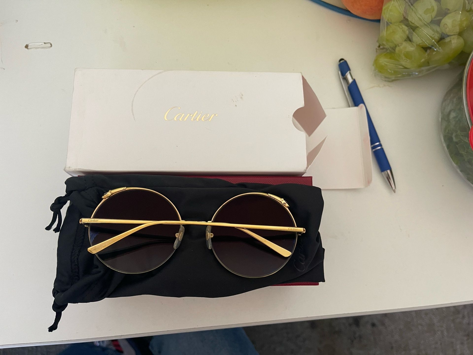 Authentic Cartier Round Gold Sunglasses with Grey Lenses CT0149S w/orig receipt Authentic Cartier Round Gold Sunglasses with Grey Lenses  main image 2