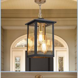 3-Lights Large Outdoor Pendant Light with Clear Glass *Brand New In Box*