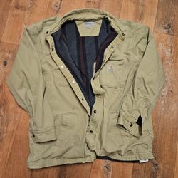 Carhartt Rigby Shirt Jac Fleece Blanket Lined Rugged Jacket Snap Men's 2XL Tan