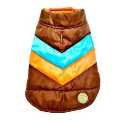 Retro 70s style adjustable puffer vest for sm/md dog by Simply Dog