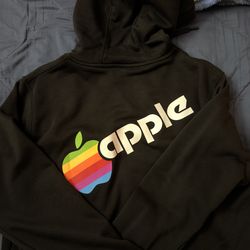 Apple rainbow logo black hoodie L