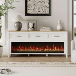 Modern Fireplace TV Stand for Up to 75 Inch TV, Entertainment Center with 60" Electric Fireplace for 65 75 Inch TV, 65" TV Stand with Storage Cabinet 