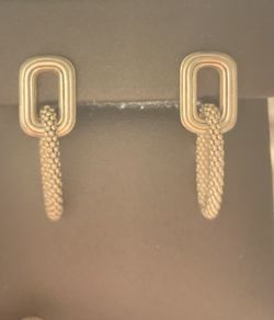 READ FULL DESCRIPTION BEFORE MESSAGING - Lagos Caviar 925 Sterling Silver paper clip fluted Drop Dangle Hoop earrings earring Jewelry $355 Retail